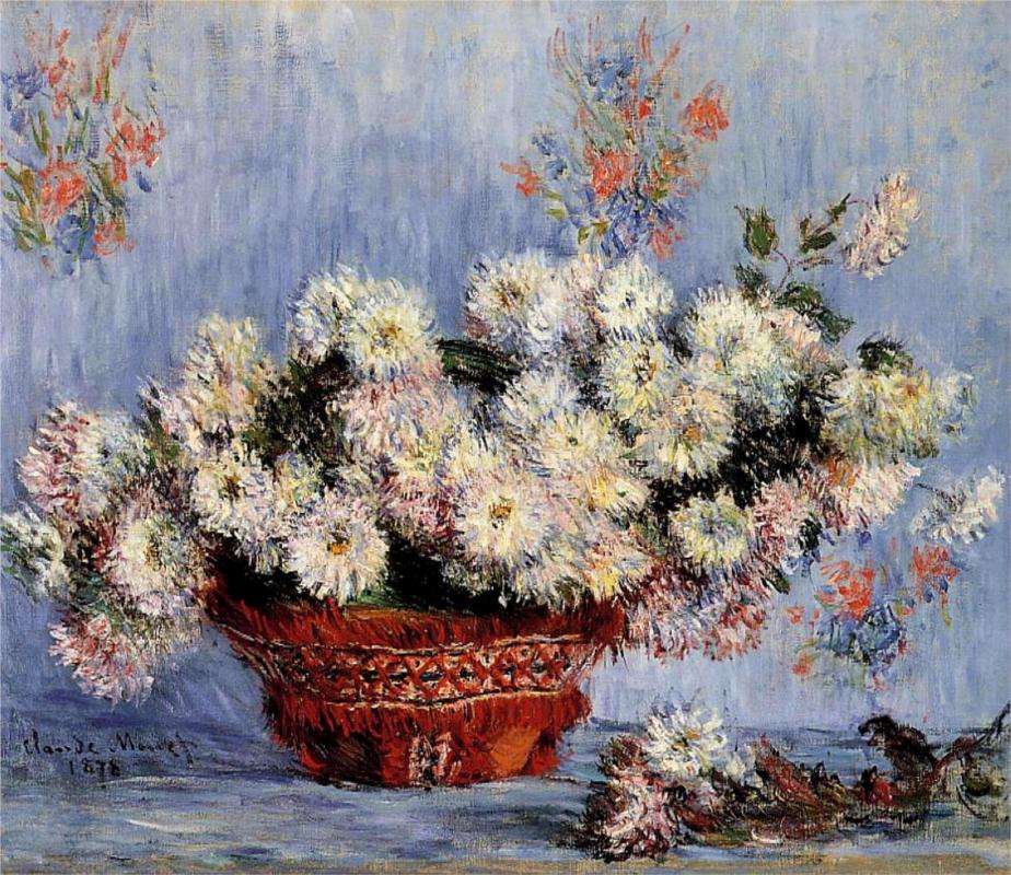 Chrysanthemums in the basket - Claude Monet Paintings