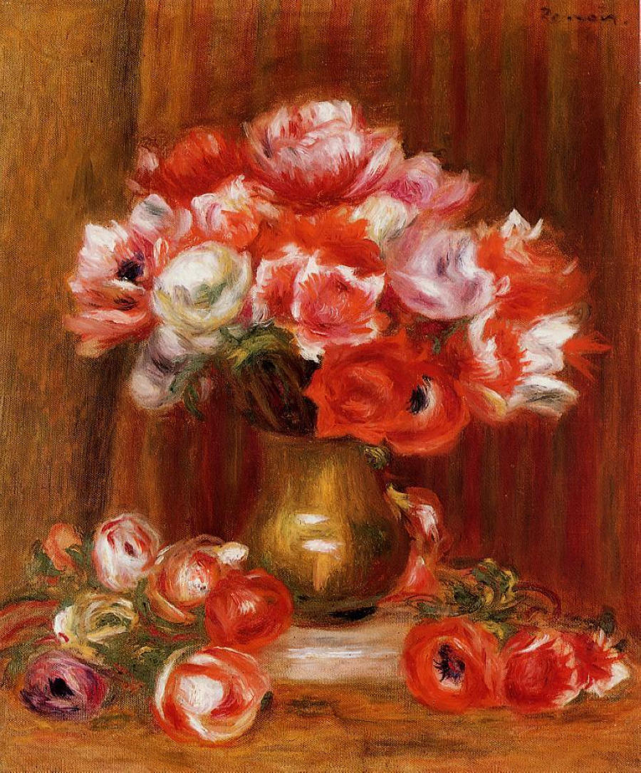 Anemones - Pierre-Auguste Renoir painting on canvas