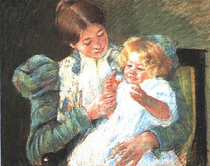 Pattycake - Mary Cassatt Painting on Canvas