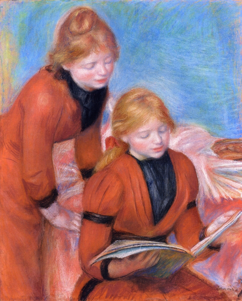 Reading - Pierre-Auguste Renoir painting on canvas
