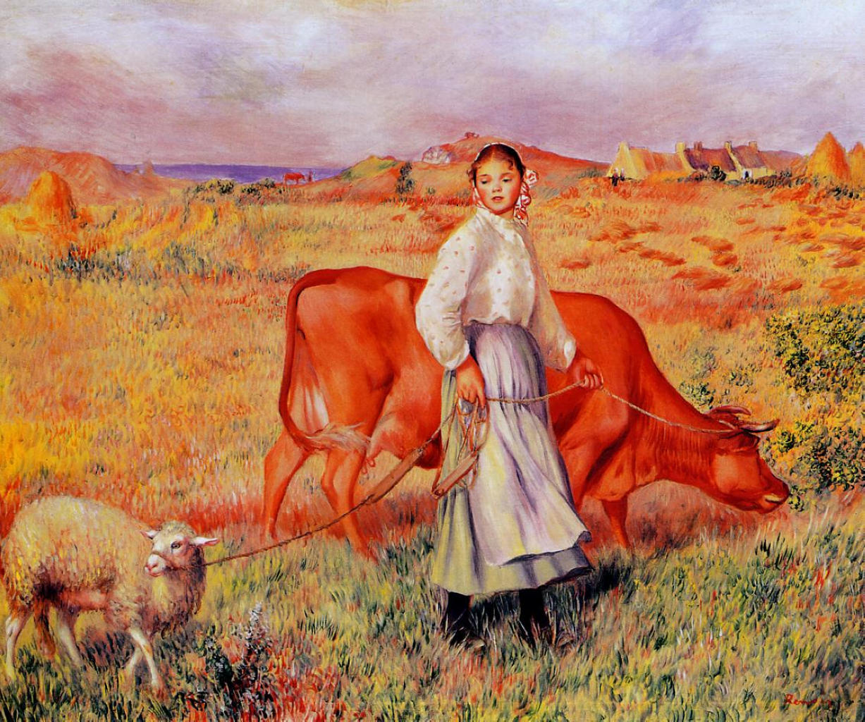 Shepherdess - Pierre-Auguste Renoir painting on canvas