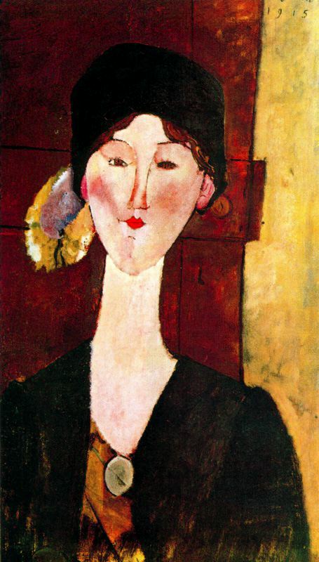 portrait of beatrice hastings before a door 1915 - Amedeo Modigliani Paintings